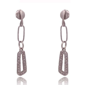 Brincos Ouro Branco E Diamantes