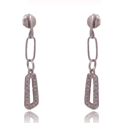 Brincos Ouro Branco E Diamantes