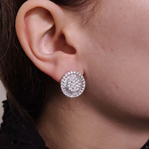 Brincos Ouro Branco E Diamantes