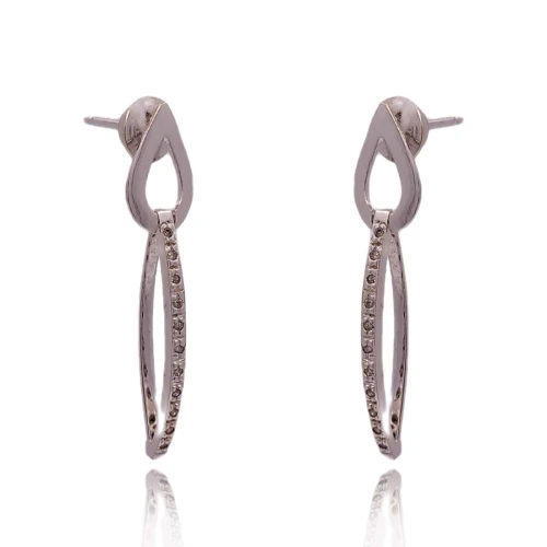 Brincos Ouro Branco E Diamantes