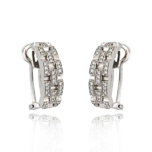 Brincos Ouro Branco E Diamantes