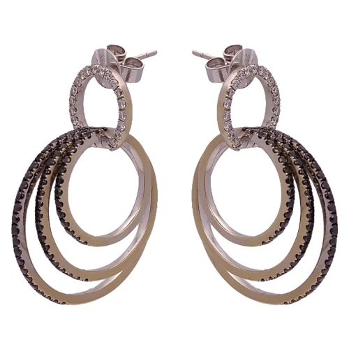 Brincos Ouro Branco E Diamantes