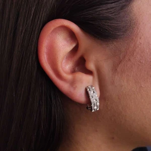 Brincos Ouro Branco E Diamantes