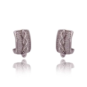 Brincos Ouro Branco E Diamantes