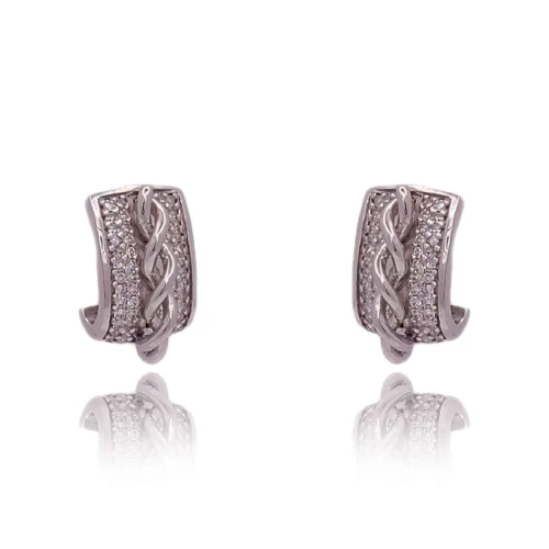 Brincos Ouro Branco E Diamantes