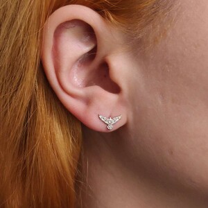 Brincos Ouro Branco E Diamantes