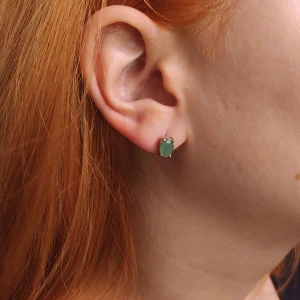 Brincos Ouro Branco E Esmeraldas