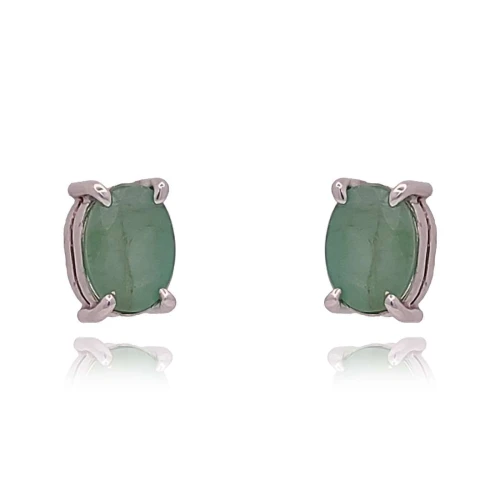 Brincos Ouro Branco E Esmeraldas