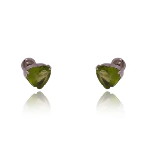 Brincos Ouro Branco E Peridotos