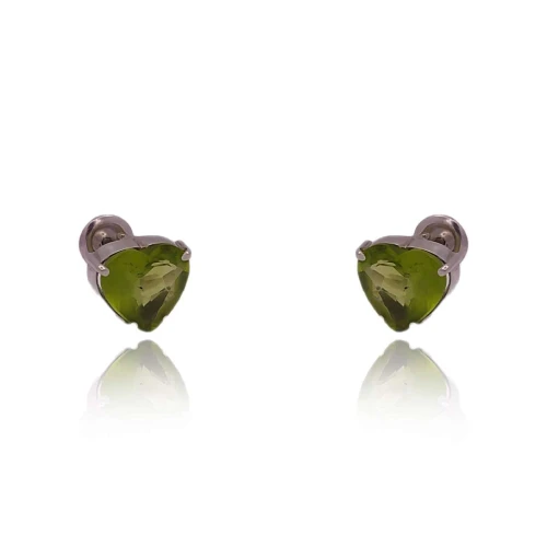 Brincos Ouro Branco E Peridotos