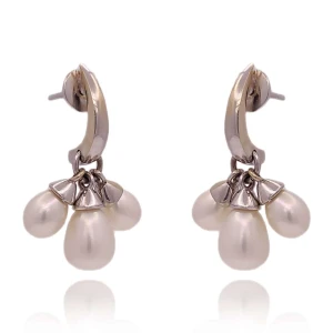 Brincos Ouro Branco E Pérolas