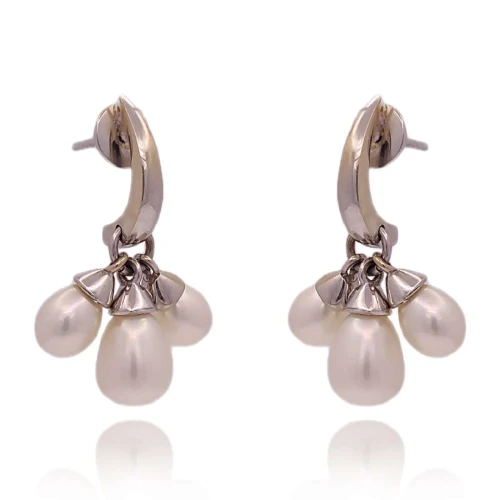 Brincos Ouro Branco E Pérolas