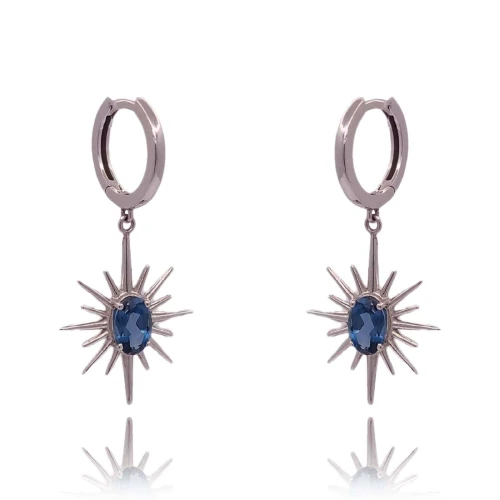 Brincos Ouro Branco E Topázios