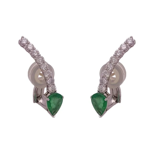 Brincos Ouro Branco, Esmeraldas E Diamantes