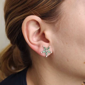 Brincos Ouro Branco, Esmeraldas E Diamantes