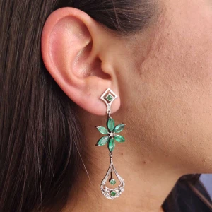 Brincos Ouro Branco, Esmeraldas E Diamantes