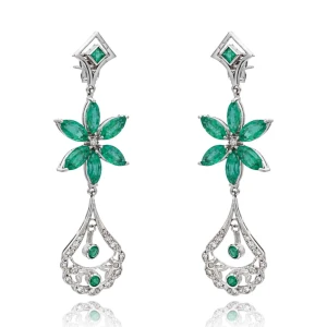 Brincos Ouro Branco, Esmeraldas E Diamantes
