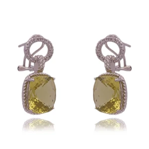 Brincos Ouro Branco, Peridotos E Diamantes