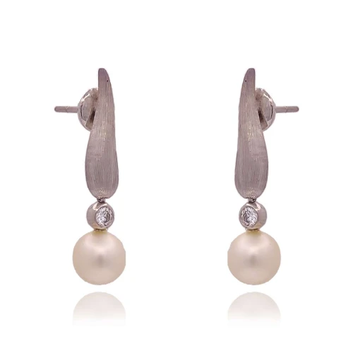 Brincos Ouro Branco, Pérolas E Diamantes Antonio Bernardo