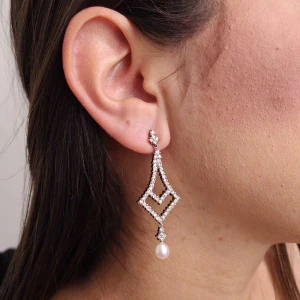 Brincos Ouro Branco, Pérolas E Diamantes