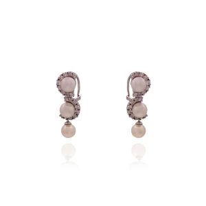Brincos Ouro Branco, Pérolas E Diamantes