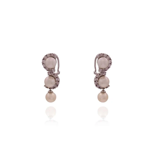 Brincos Ouro Branco, Pérolas E Diamantes