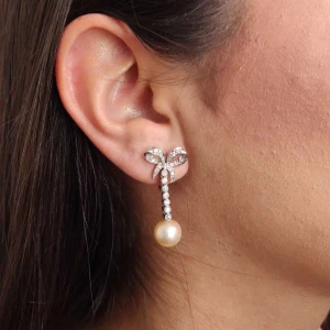 Brincos Ouro Branco, Pérolas E Diamantes