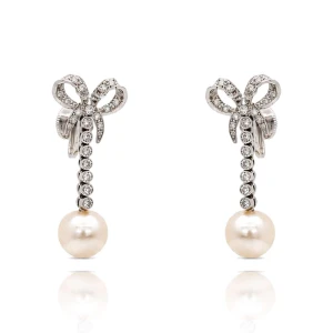 Brincos Ouro Branco, Pérolas E Diamantes