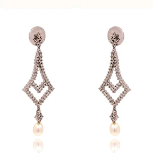 Brincos Ouro Branco, Pérolas E Diamantes