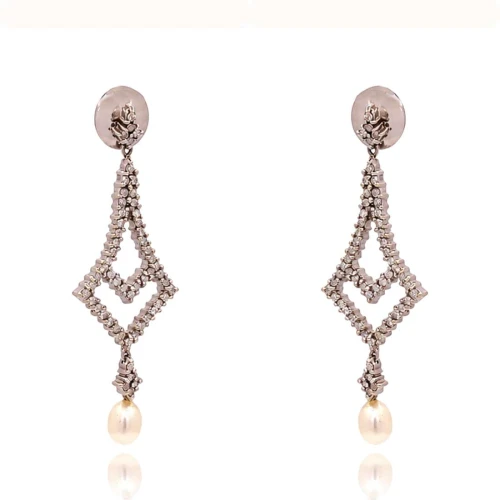 Brincos Ouro Branco, Pérolas E Diamantes