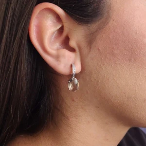 Brincos Ouro Branco, Quartzos E Diamantes