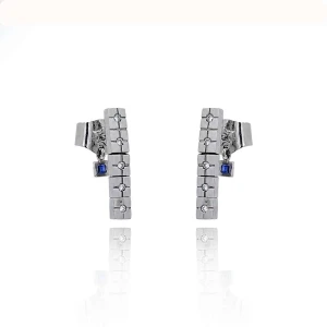 Brincos Ouro Branco, Safiras E Diamantes