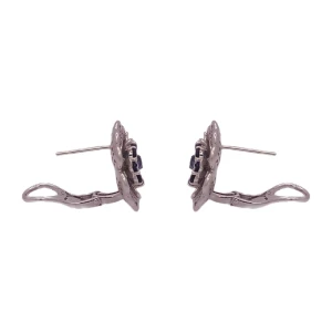 Brincos Ouro Branco, Safiras E Diamantes Brincos Ouro Branco, Safiras E Diamantes