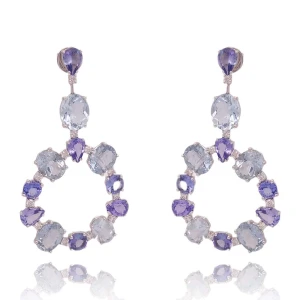 Brincos Ouro Branco, Tanzanitas, Águas Marinhas E Diamantes