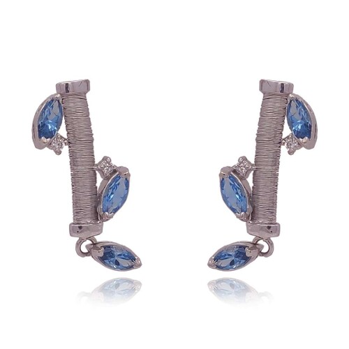 Brincos Ouro Branco, Topázios E Diamantes