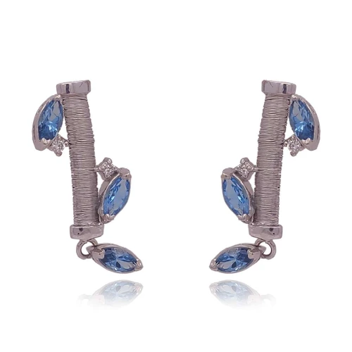 Brincos Ouro Branco, Topázios E Diamantes