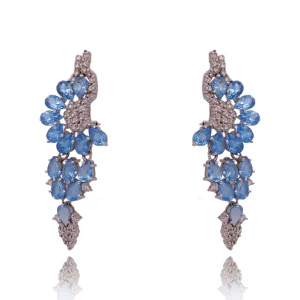 Brincos Ouro Branco, Topázios E Diamantes