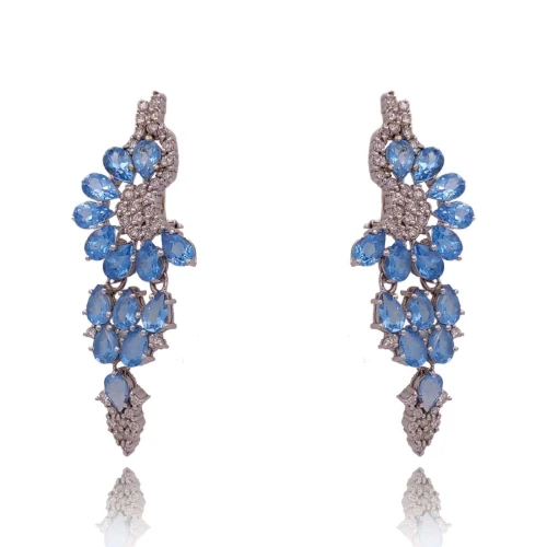 Brincos Ouro Branco, Topázios E Diamantes