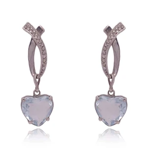 Brincos Ouro Branco, Topázios E Diamantes