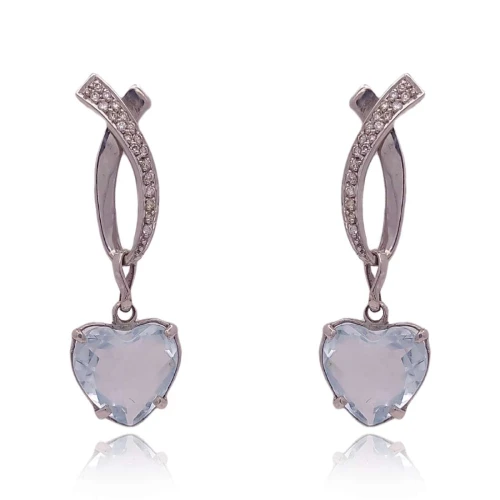 Brincos Ouro Branco, Topázios E Diamantes