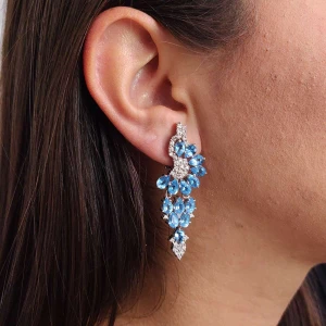 Brincos Ouro Branco, Topázios E Diamantes