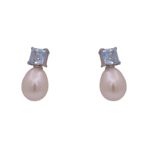 Brincos Ouro Branco, Topázios E Pérolas