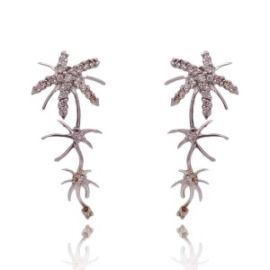 Brincos Ouro Branco e Diamantes