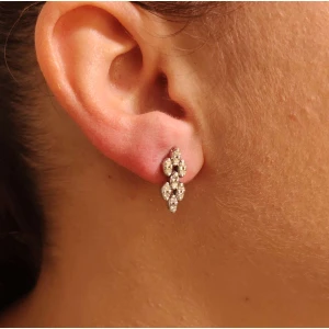 Brincos Ouro Branco e Diamantes
