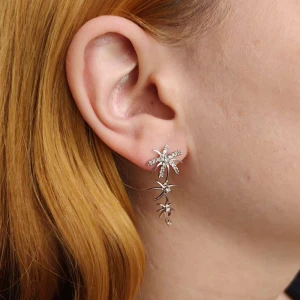 Brincos Ouro Branco e Diamantes