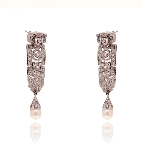Brincos Platina, Pérolas E Diamantes