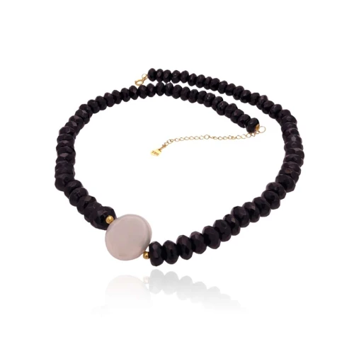 Colar Onix, Pérola E Fecho Em Ouro 18K