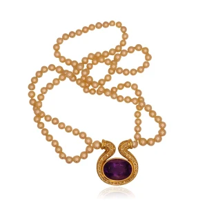 Colar Ouro 18K, Ametista, Pérolas E Diamantes