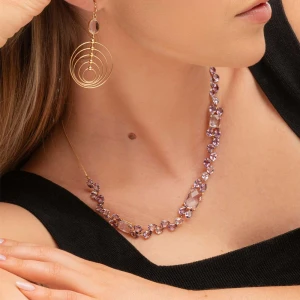 Colar Ouro 18K E Ametistas