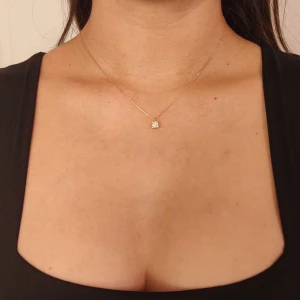 Colar Ouro 18K E Diamante Solitário